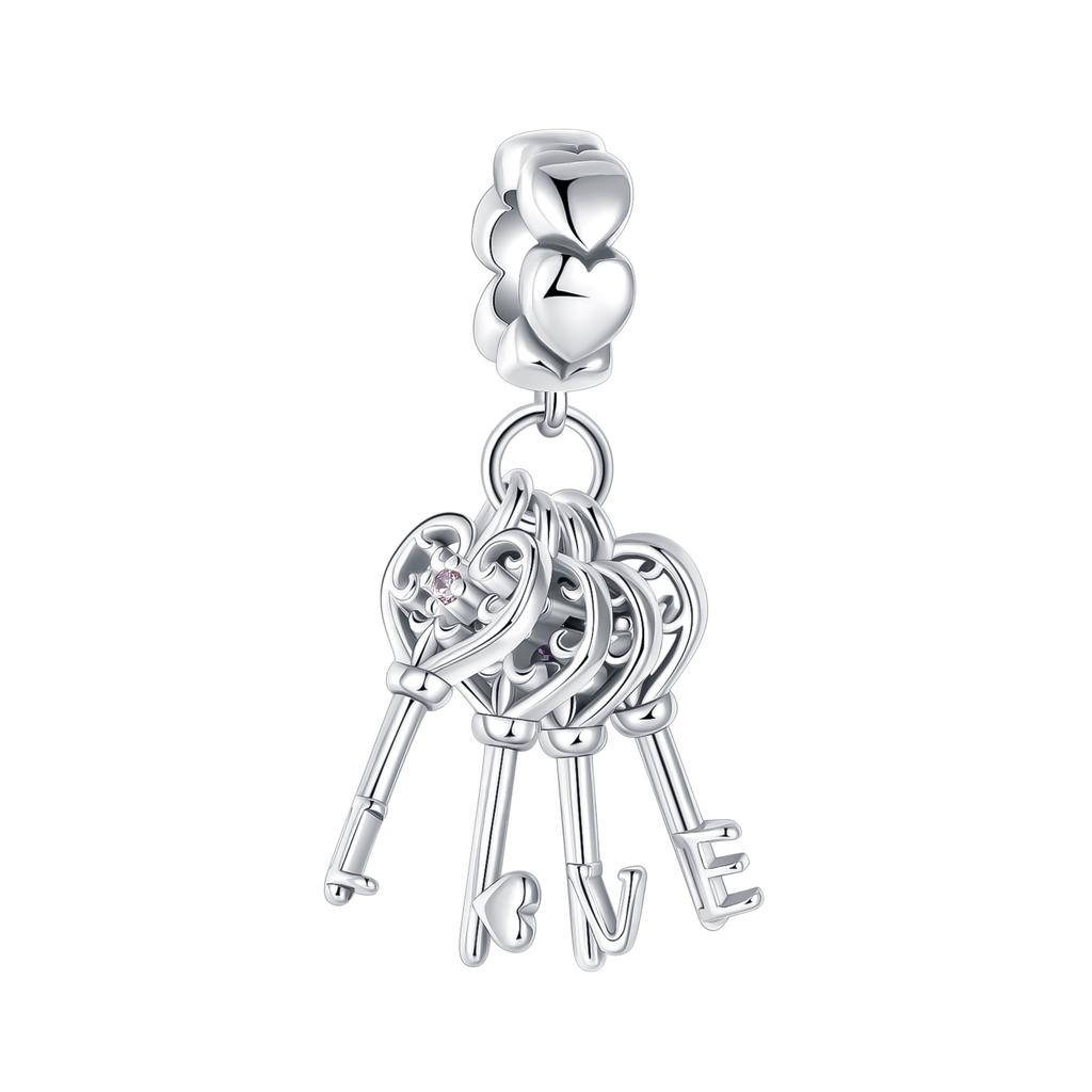 Miedziany Kłódka w kształcie serca Łańcuszek Forever Kluczyki samochodowe Wiszące Charmsy Koraliki Wisiorek Pasuje Bransoletka Naszyjnik Biżuteria DIY