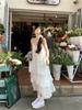 High-End French White Spaghetti Strap Dress - Summer 2026 Beach Vacation Style for Girls & Women