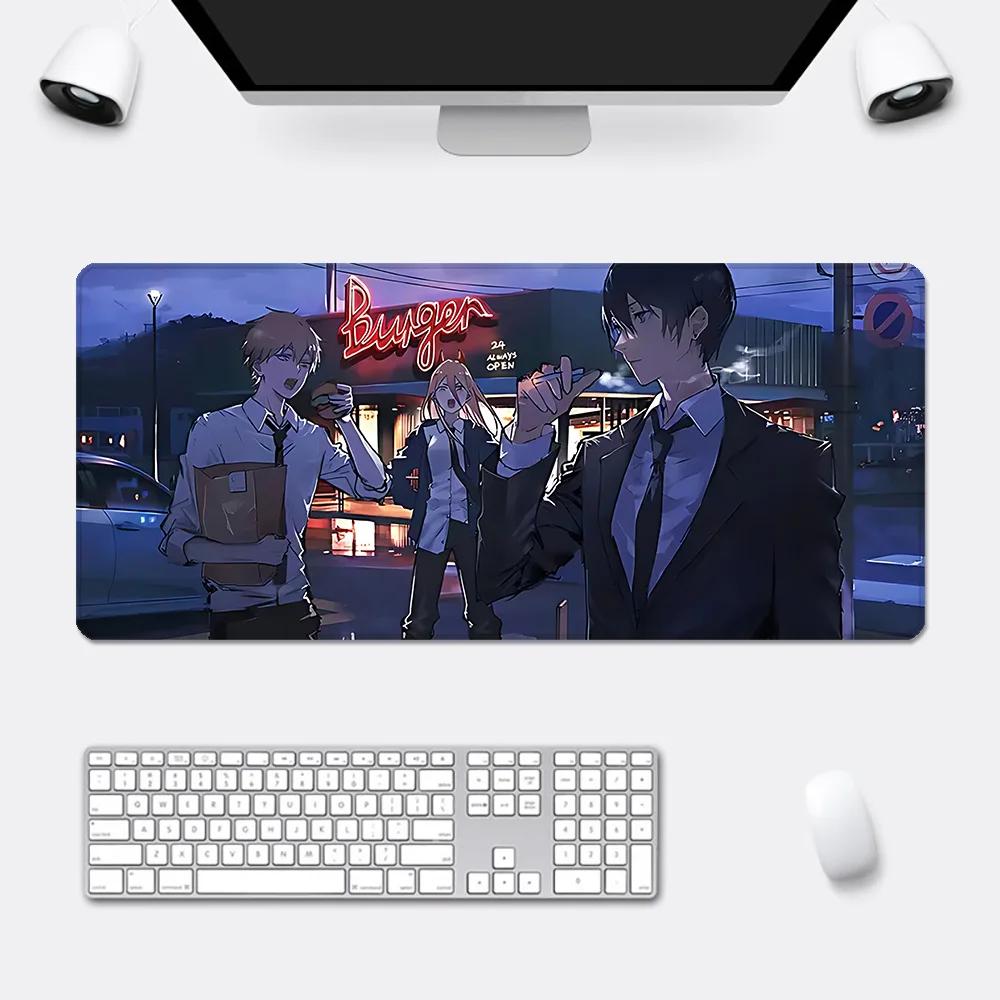 Anime Chainsaw Man Mauspade HD-Druck Computer-Gamer Verriegelungskante Rutschfestes Mauspade XXLxcm Tastatur PC Schreibtischunterlage