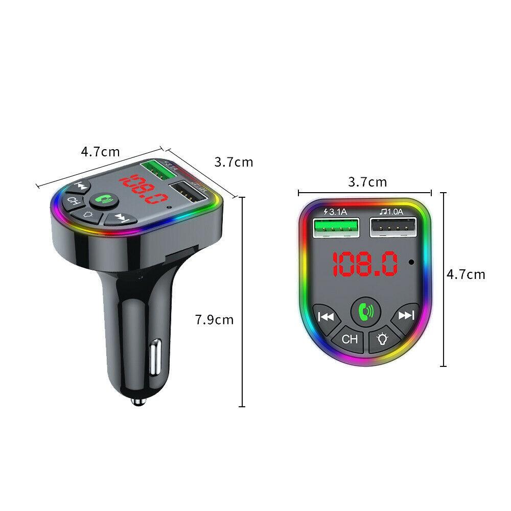Car Bluetooth Audio MP3 Player FM Transmitter Radio Wireless Hands Free Music Receiver Dual USB Interface Fast Charger Adapter