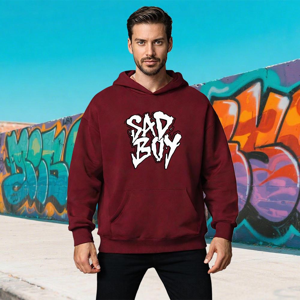 SAD BOY Letter Graphic Printing Autumn Winter Men's and Women's Sweatshirts Casual  Pullover Loose Outdoor Street Sports Hoodies