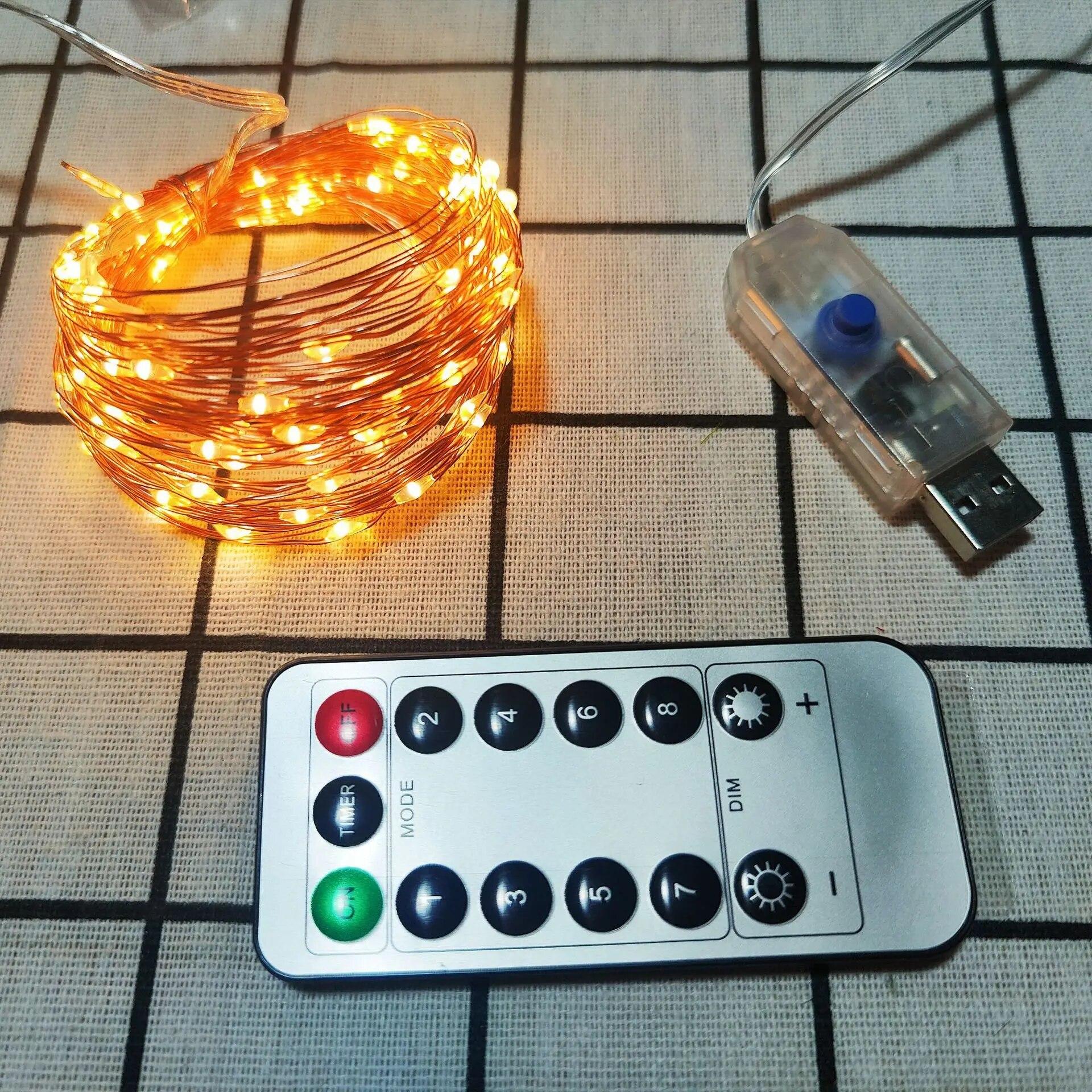 

5M 50 светодиодов гирлянда пульт дистанционного управления сказочная гирлянда USB батарея светодиодная гирлянда лампа таймер медная проволока рождественское украшение