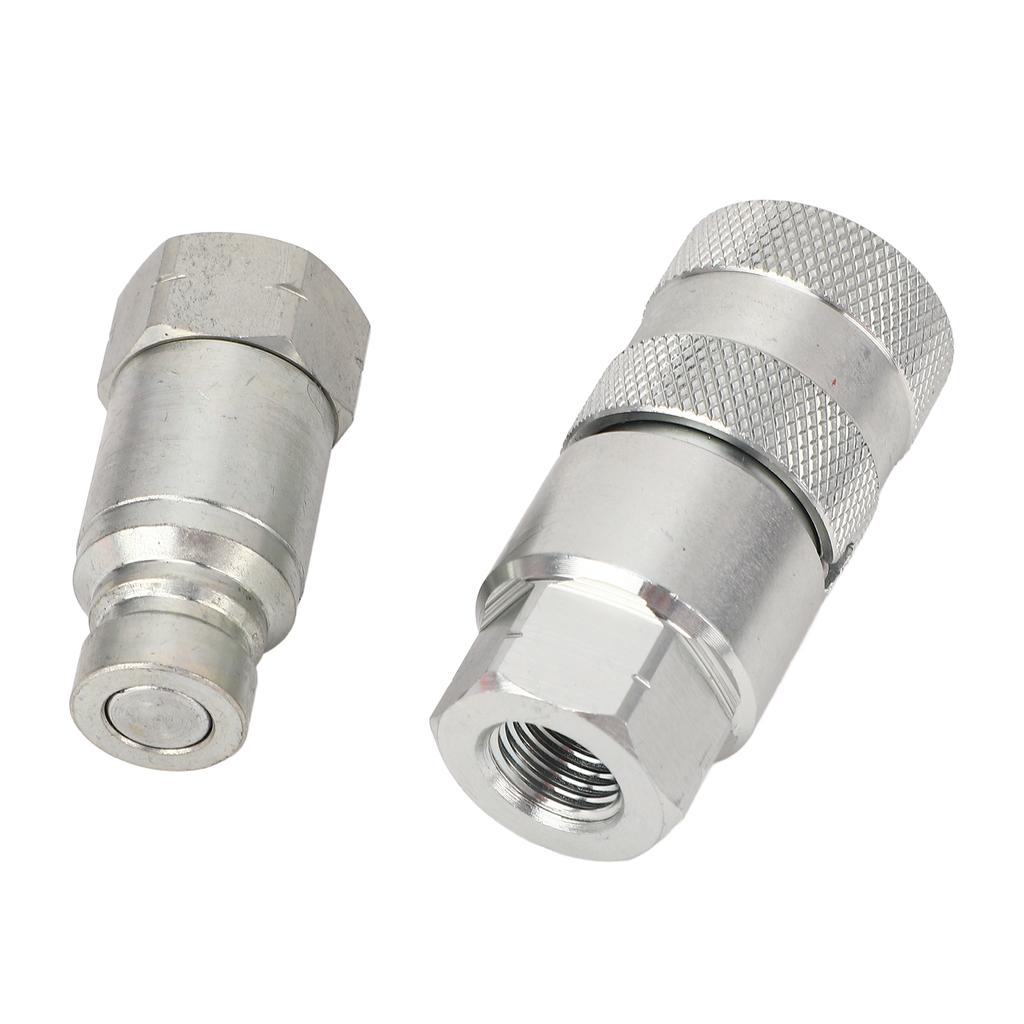 2Pcs Hydraulic Quick Couplers Flat Face 14in NPT Quick Connect Fittings Couplings with Covers for