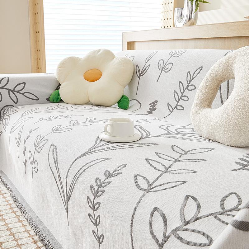 Chenille Sofa Cushion Four Seasons Universal Integrated L-Shaped Sofa Cover Anti-Slip and Anti-Drop Sofa Cover All-Inclusive Cover Towel