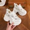European station Internet celebrity dad shoes women 2025 spring new versatile single shoes fashion rhinestone thick sole heightening women's shoes