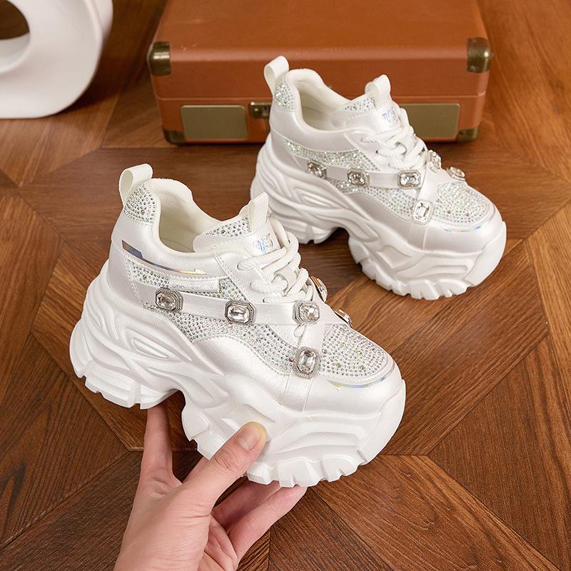 European station Internet celebrity dad shoes women 2025 spring new versatile single shoes fashion rhinestone thick sole heightening women's shoes