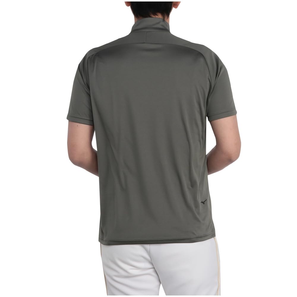 Golf Wear Layered Set Short Sleeve Half Zip Long Sleeve Mock Neck Quick Dry E2MHB501 Charcoal Gray X Black [Mizuno] UPF50+ Men's