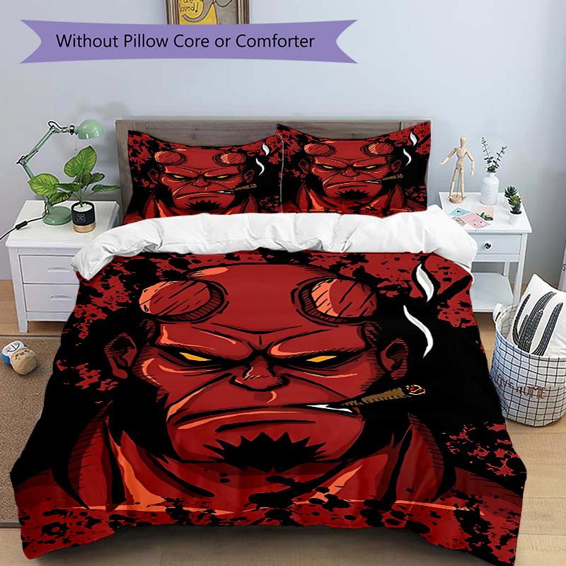 3pcs bedding set Hellboy, Demon Includes 1 Comforter + 2 Pillowcases, Without Pillow Inserts, Soft Comfortable, Lightweight Breathable, Prin