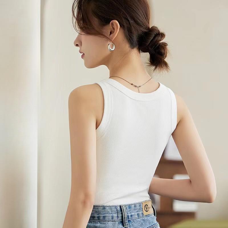 Modal Übergröße Damen Ärmelloses Camisole Top mit Brustpolster Tanktops Hochelastisch Weich