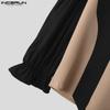 INCERUN Männer Turn Down Kragen Langarm Bogen Knoten Patchwork Tops Casual Lose Shirts