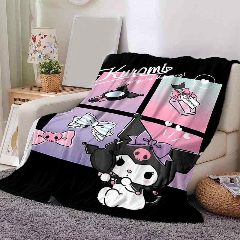 1pc Kuromi's Charming Adventures Blanket, Soft Throw Blanket for Couch Bed Sofa, Living Room, Travel, Camping, Car Blankets, Beach, Office Naps, Warm