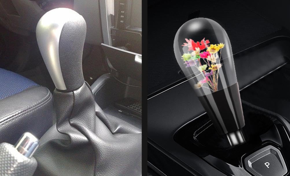 Shift Knob, Underwater Flowers, 3.9 inches (100 mm), Japanese and Showa Retro Emo Adapter, Crystal, Solid Color, Flower, Cat (Purple)