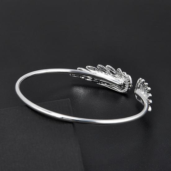 Women's Fashion Silver Color Rhinestone Angel Wings Bangle Cuff Bracelet Jewelry