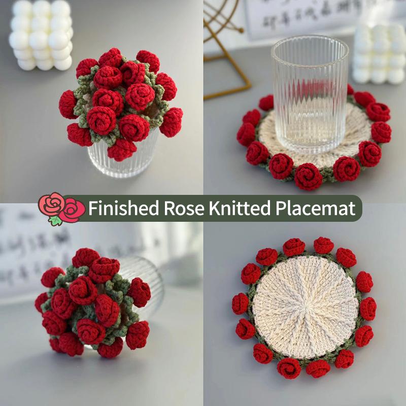 Crochet Flower Placemat Cup Mat Handmade Woven Placemat Party Favors Holiday Gifts Table Accessories Flower Decorations