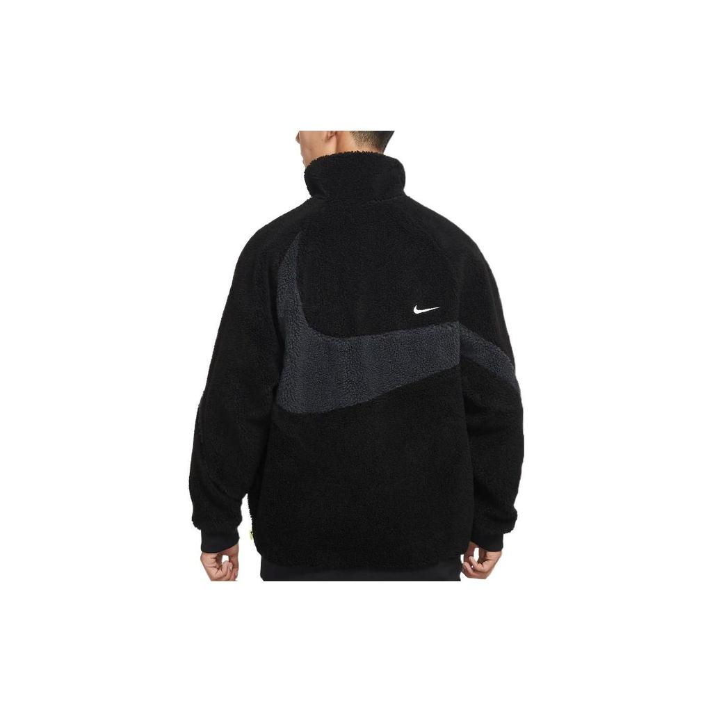 Nike Velvet Jackets Men's Black Stand Collar Moderate (Unisex) Velvet Jackets FB1910 010