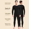 Men's Slim Yellow Velvet Thermal Suit - Warm Winter Round Neck Underwear for Middle-Aged