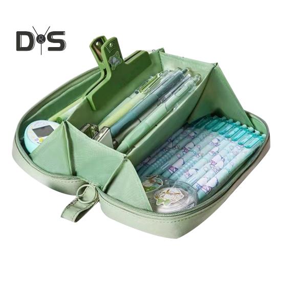 

Пенал многослойное хранение большой дизайн отверстия для ручек пенал для студентов офисных работников учебные принадлежности зелёный