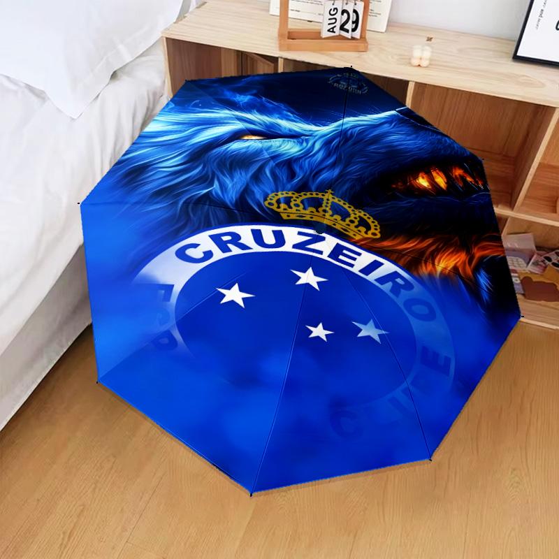 1PC Cruzeiro Esporte Clube Crest Printed Umbrella Folding umbrella, automatic umbrella 8-Frame for Travel, camping Fan gifts Christmas Gifts