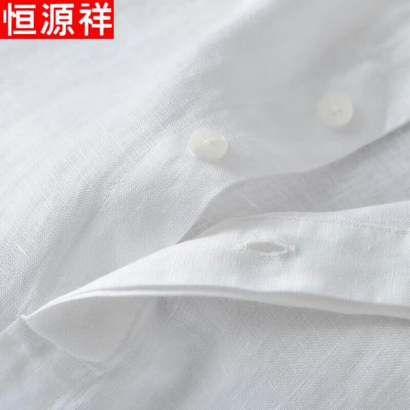 Hengyuanxiang Men's 100% Linen Short-Sleeve Polo Shirt