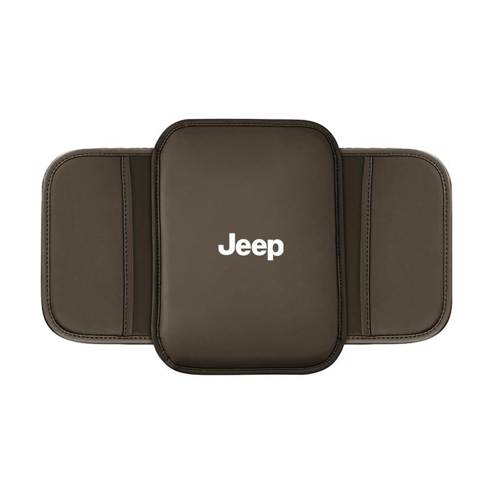 Leather Car Armrest Box Pad Car Center Console Arm Rest Protector Cover with Storage Pocket For Jeep Renegade Wrangler Jk Compas