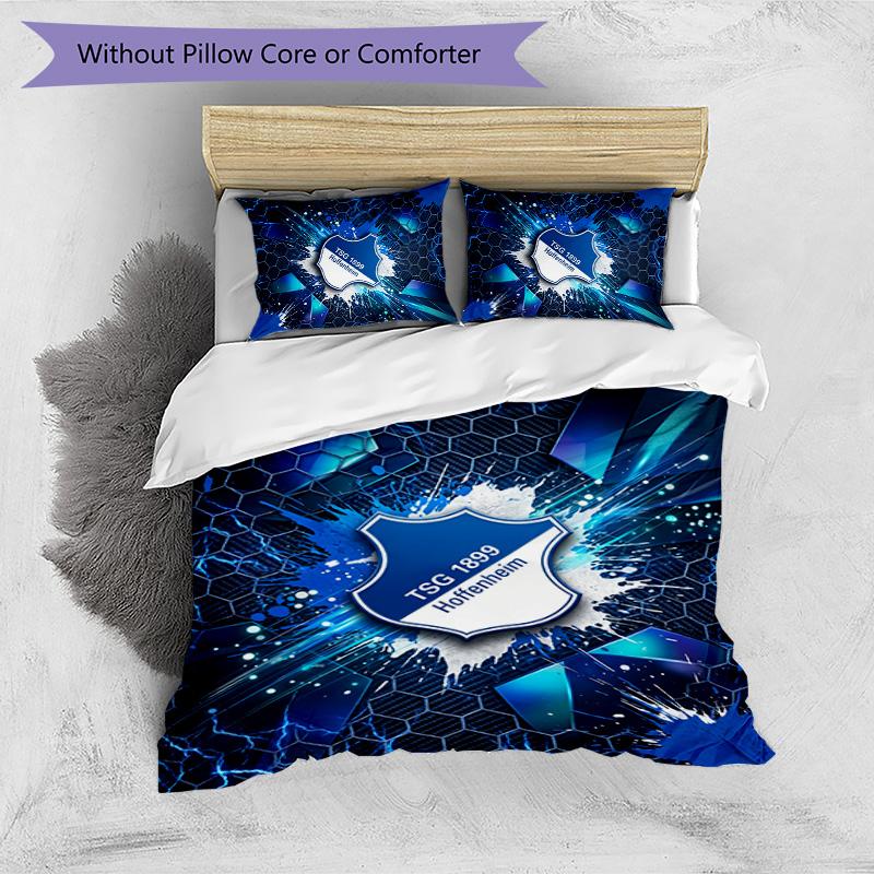 Set Lenzuola 3 Pezzi Stampato TSG Hoffenheim FC Copripiumino Traspirante con Federe Biancheria da Letto Decorativa per Camera da Letto Casa