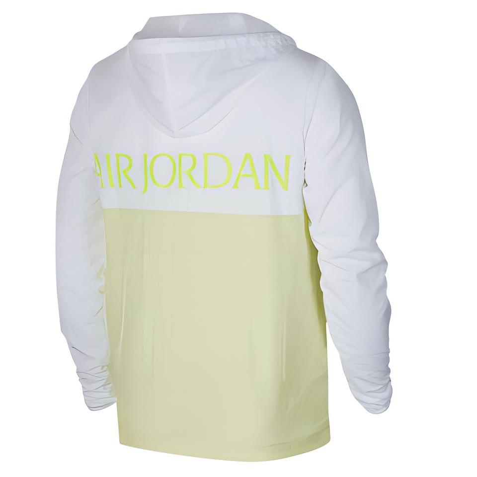 Air Jordan Letter Print Basketball Hooded Jacket Men Jackets White Yellow CK2218-100
