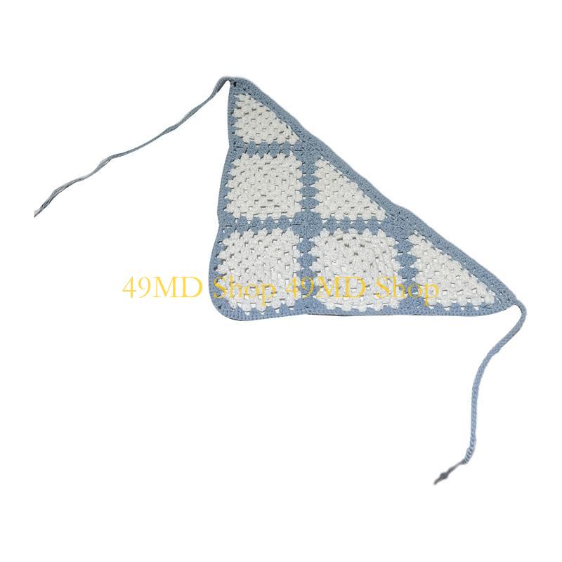 49MD Novelty Women Triangular Bandanas Turban Crochet Hairband with Fashion Pattern