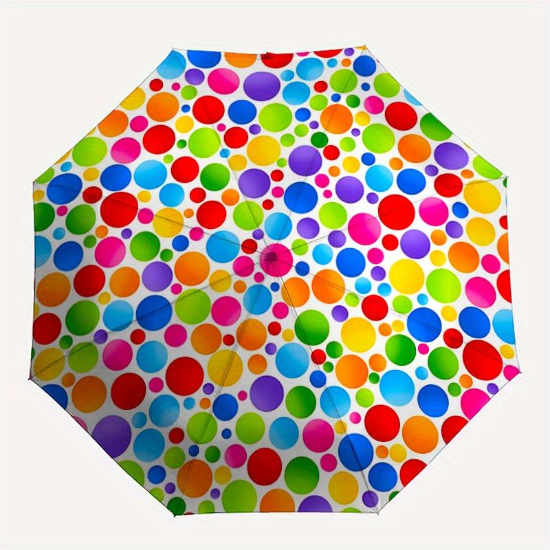 

1pc Colorful Dots Automatic Opening/Closing Folding Umbrella with 63 Ribs, Plastic Handle, Windproof Portable Sunshade Umbrella y250726103