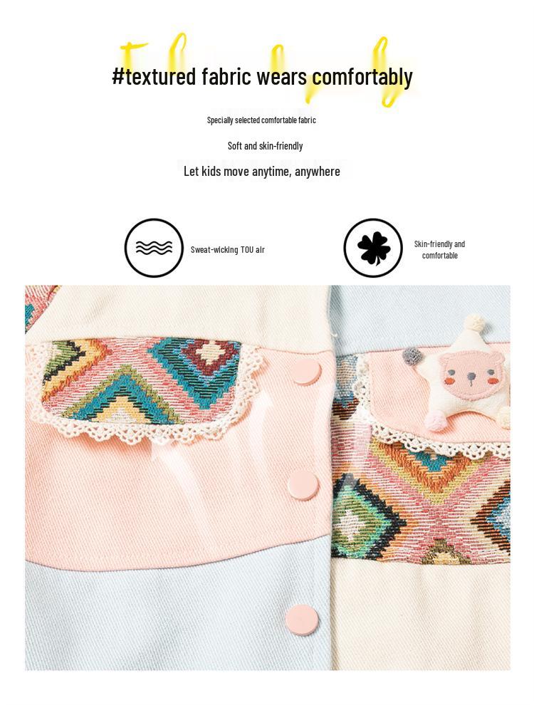 Mädchen Colorblock Jeansjacke - Trendige Frühling & Herbst Oberbekleidung für Kinder 2025