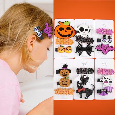 3PCS Halloween Hair Clips Pumpkin Devil Hairpins Girls Star Hairclips Festival Party Cosplay Heart Barrettes Kids Headwear