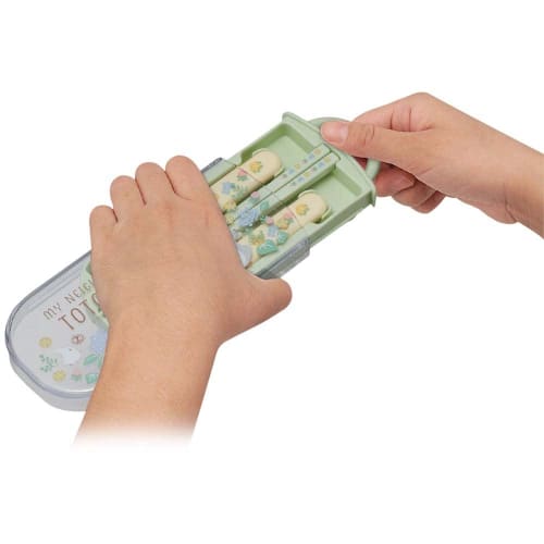 Skater Children's Antibacterial Slide Trio Set Lunch Box Chopsticks Spoon Fork Totoro Sanpomichi Made in Japan TACC2AG-A