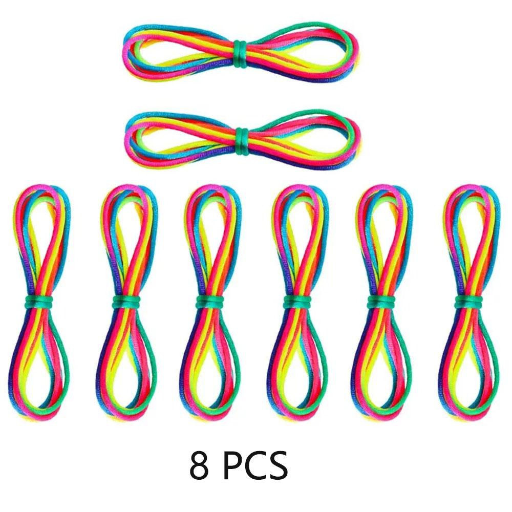 Rainbow Cats Cradle String 1.6M/63 Inch Long Rainbow Colourful Finger Rope Chinese Finger String Games Toy for Kids
