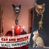Cats Door Knocker Sculpture Cats & Mouse Ornaments Decorative Cats Mouse Deterrent Decoration Front Door Wall H