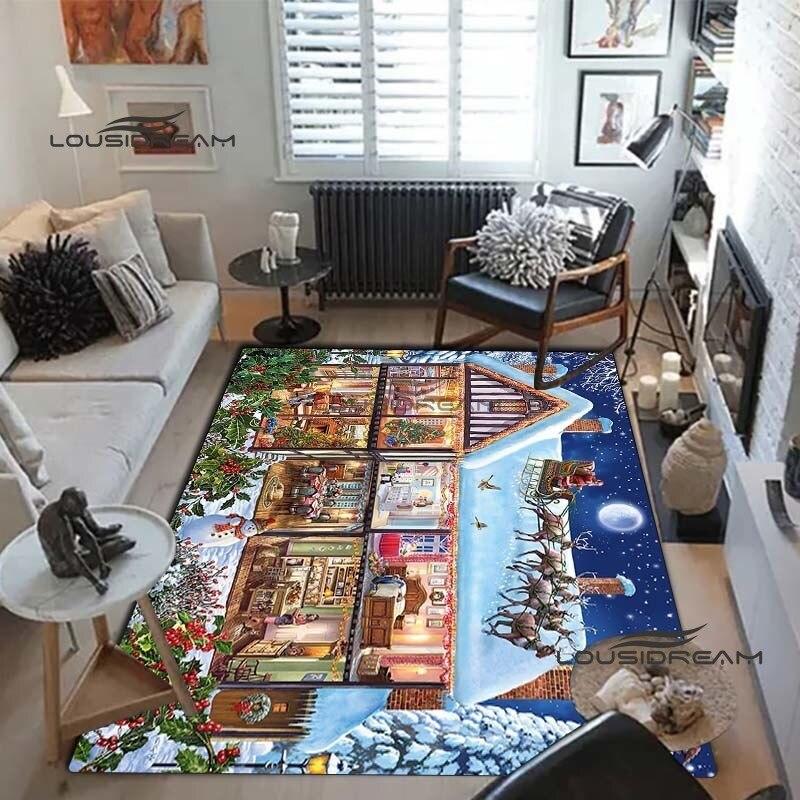 Weihnachts-Weihnachtsmann-Teppiche und Vorleger, Winter-Schnee-Teppich, Bodenmatte, Wohnzimmer, Schlafzimmer, großer Bereich, weicher Teppich, Kinderzimmer-Teppich