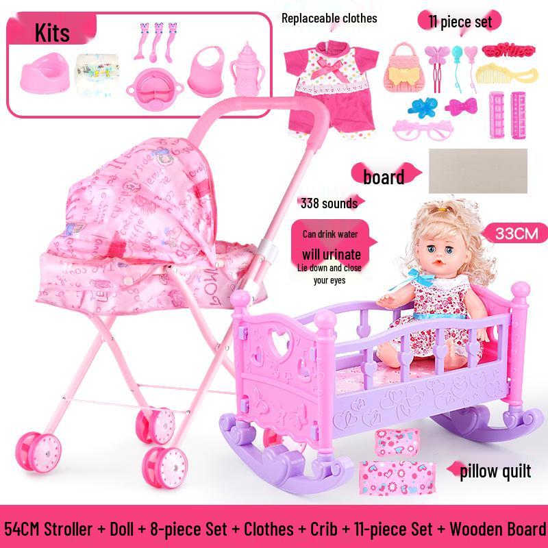 Cross-border Doll & Stroller Set for Girls - Children's Simulation Playhouse Toy