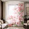 1PC Sheer Curtain Pink Peach Blossom Branch Print, Rod Pocket Window Curtain for Living Room Spring Floral Decor