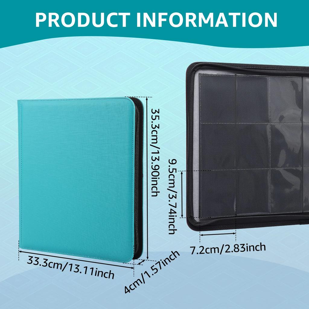 Collectible Card Binder Album 480 Card Holder 12 Pockets Large Capacity PU Leather Cover Trading Card Binder Album