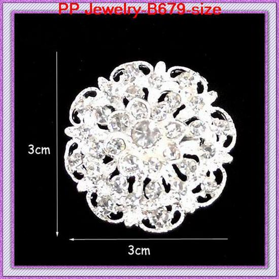 Korean Style Fashion Exquisite Alloy Flower Rhinestone Silver Plated Brooch Lapel Pin B679 Zhenyao Jewelry