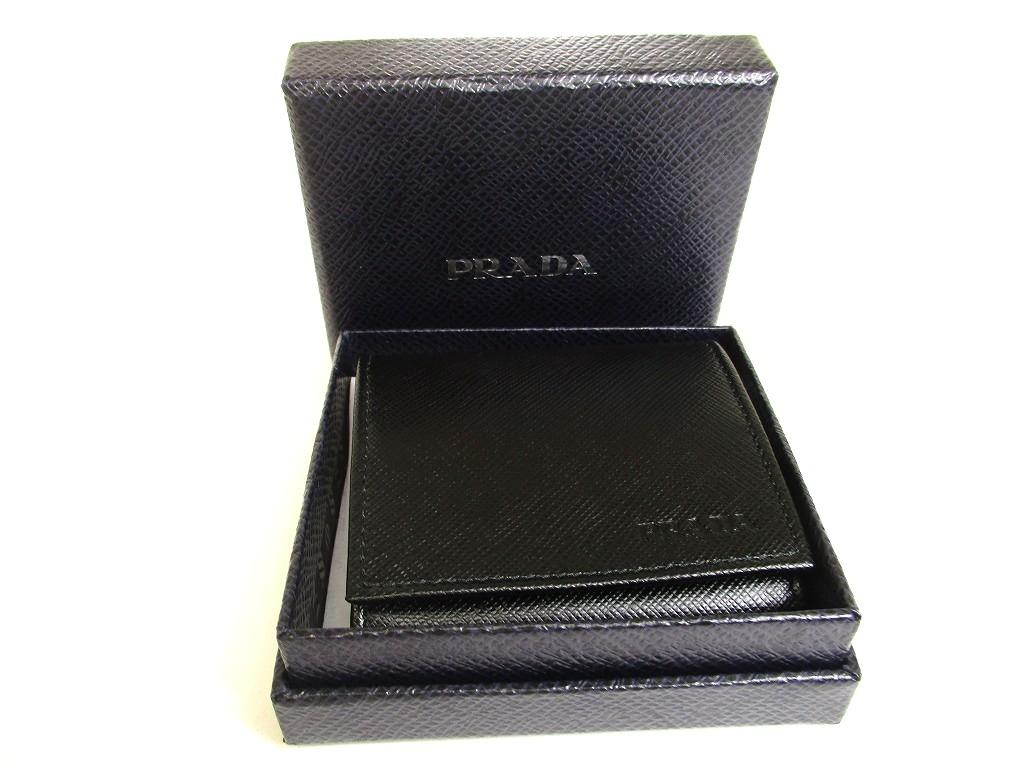 Authentic PRADA Saffiano Black Leather Coin Case Purse #a883  Refurbished