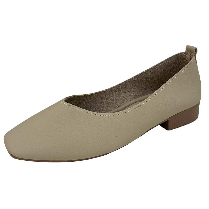 Fashion Woman Elegant Summer French Square Toe Green Mary Janes Cute Casual Flats Female Retro Shoes Low Heeled Soft Soled Flat Shoes