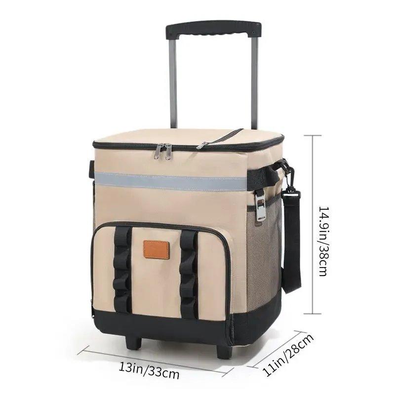 Borsa termica morbida a tenuta stagna da 35L con ruote, grande capacità, borsa termica isolata per picnic, campeggio, spiaggia, consegna, multiuso