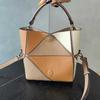 Leather Niche Design Bucket Bag  New Shoulder Messenger Bag Premium Geometric Splicing Commuter Women's Bag