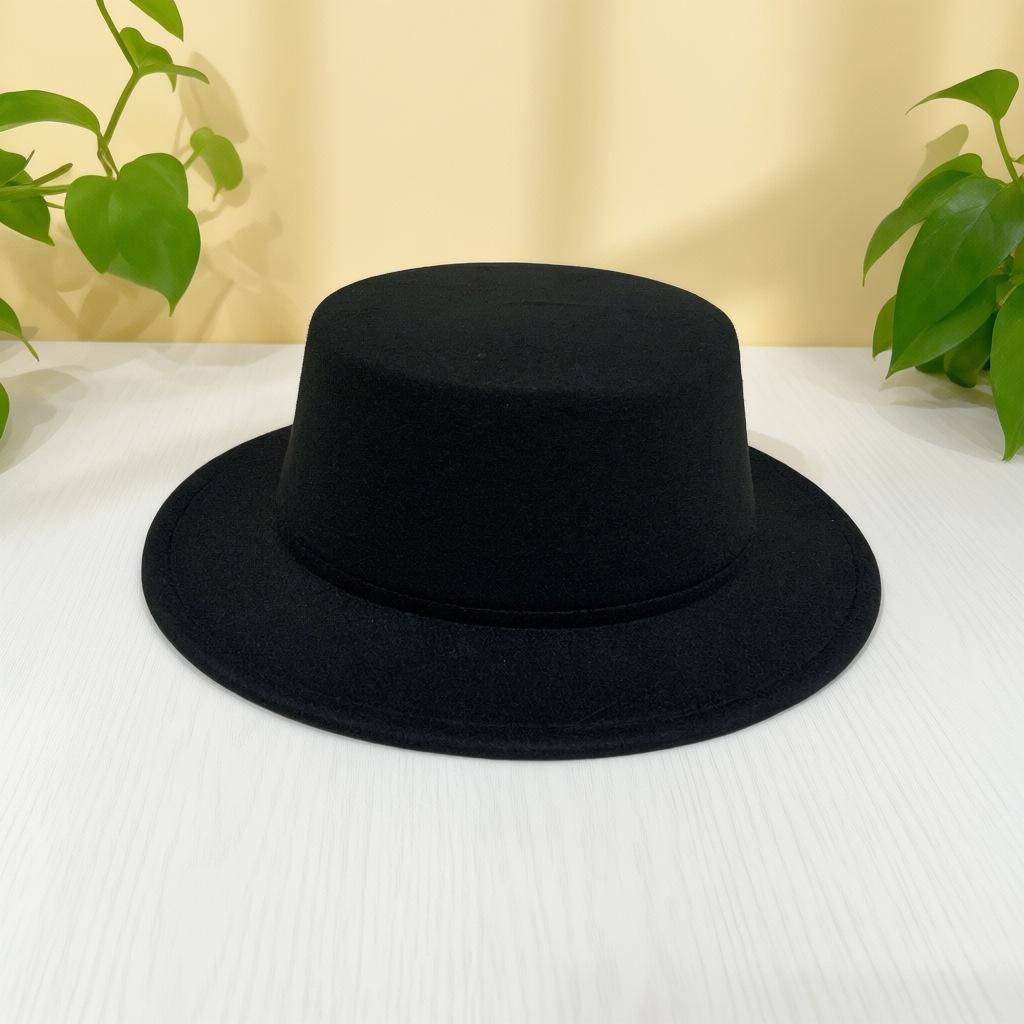 Vintage British Flat-brimmed Hat Flat-topped Top Hat Couple Gentleman and Gentleman Jazz Autumn and Winter