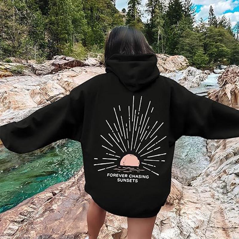 XS-5XL European Size Women's 'Live For Hope' Print Drop Shoulder Ribbed Hoodie