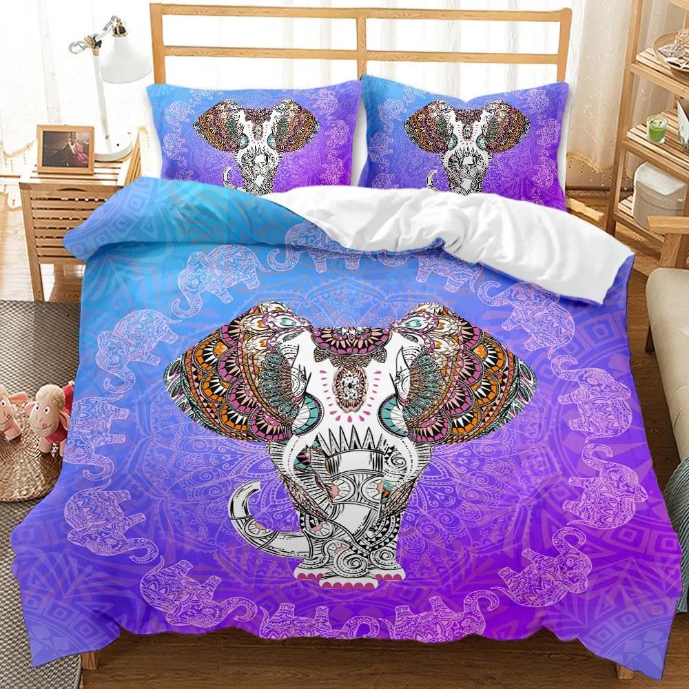 Soft Duvet Cover Set 3D Animal Elephant Beding Set Adult Peoples Winter Twin Ful Quen King Bedrom Set Home Textile House De Couete