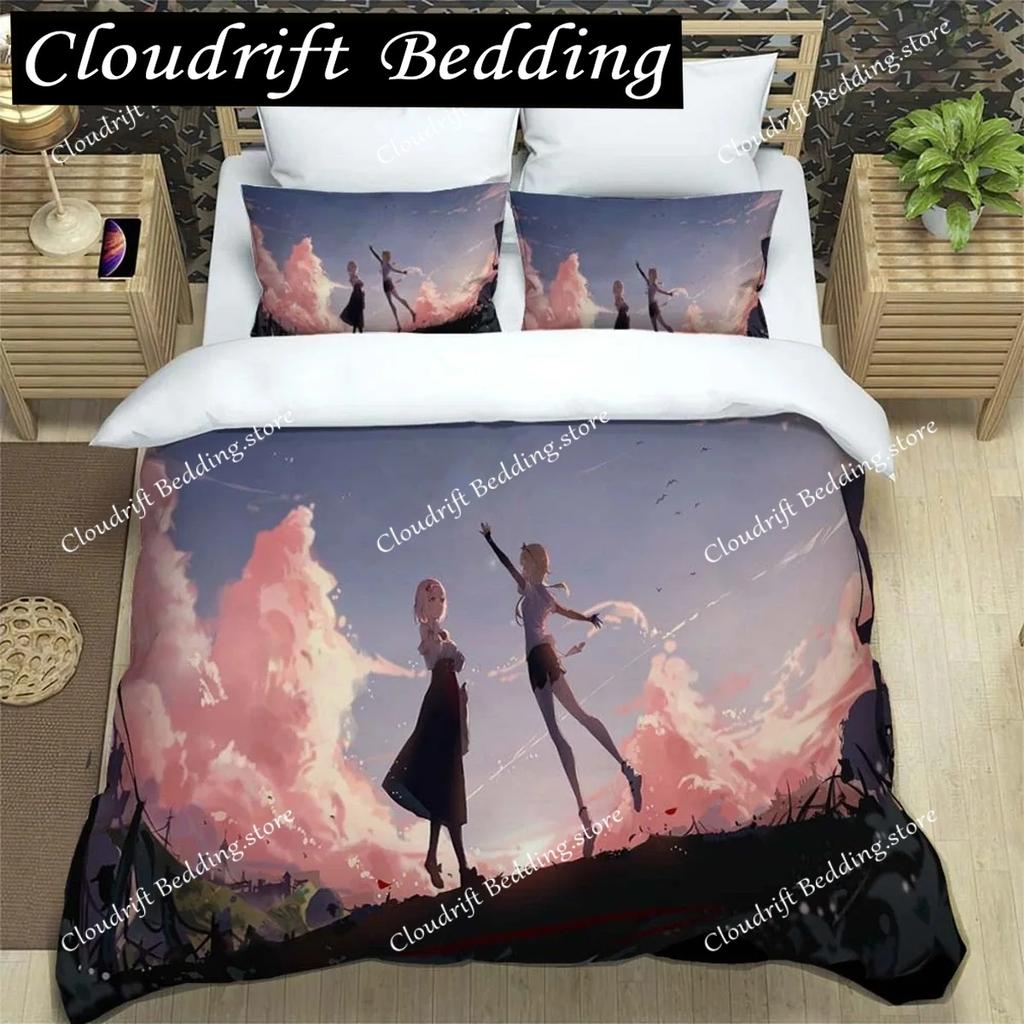 Genshin Impact Digital Printed Polyester Bedding Set For Boys And Girls Three Piece Comfortable Soft Couple Gift Bedding Sets