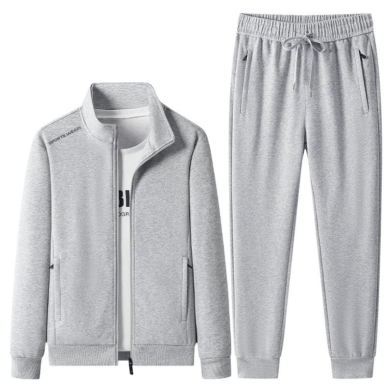 Men's Cotton Tracksuits 2 Piece Set Men Sets Outwear Jacket+Sweatpant Autumn Winter Homme Suit Men Running Fitness Suit