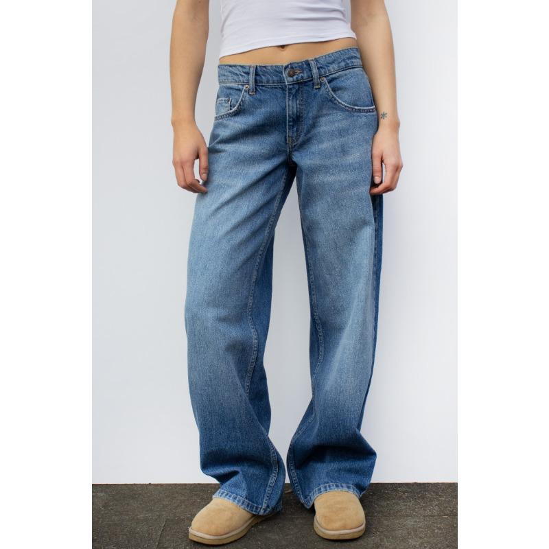 Women's Washed Vintage Straight High Waist Wide Leg Loose Draped Hundred Jeans