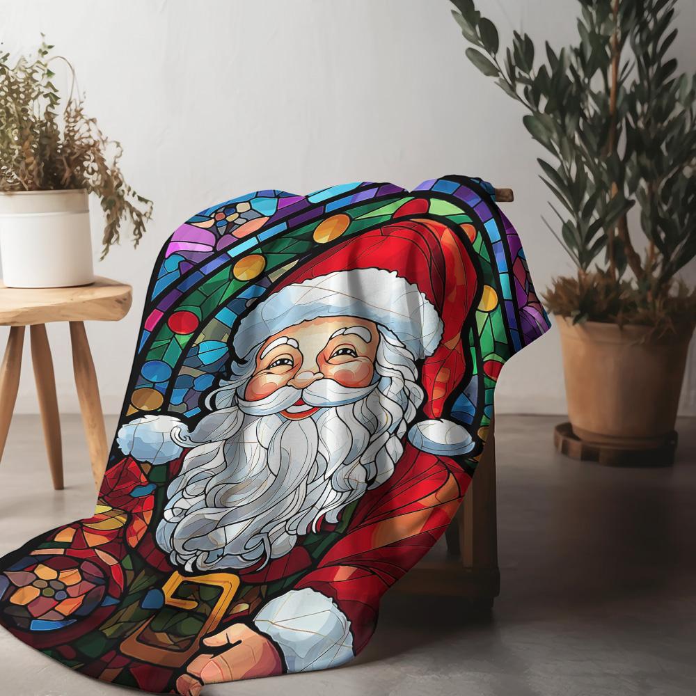

Tuniu Santa Claus Mosaic Print Blanket Sofa Bed Throw for Living Room Bedroom Decorative Warm Fleece Blanket 75x90cm