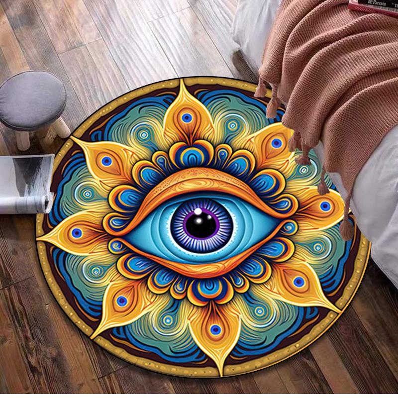 Psychedelic Eye  Circular Rug Office Decorative Carpet For Living Room Bedroom Door Mat Floor Rug Computer Chair Area Rug Viking Theme Decor